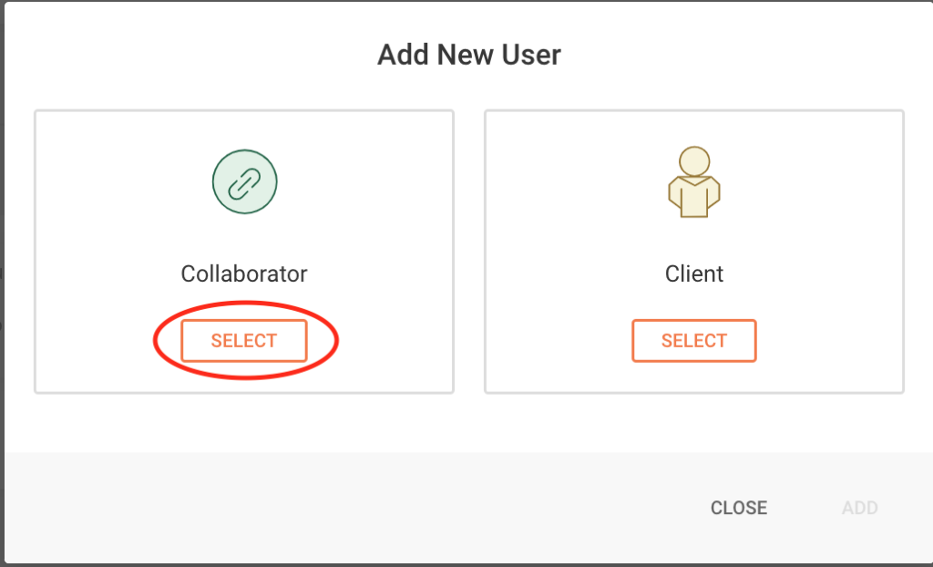 Select "Collaborator" for your website