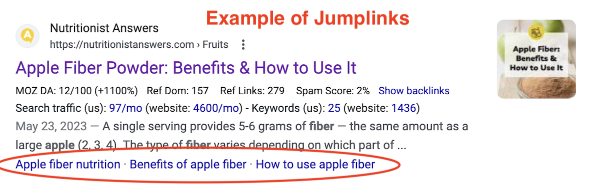 Example of Jumplinks