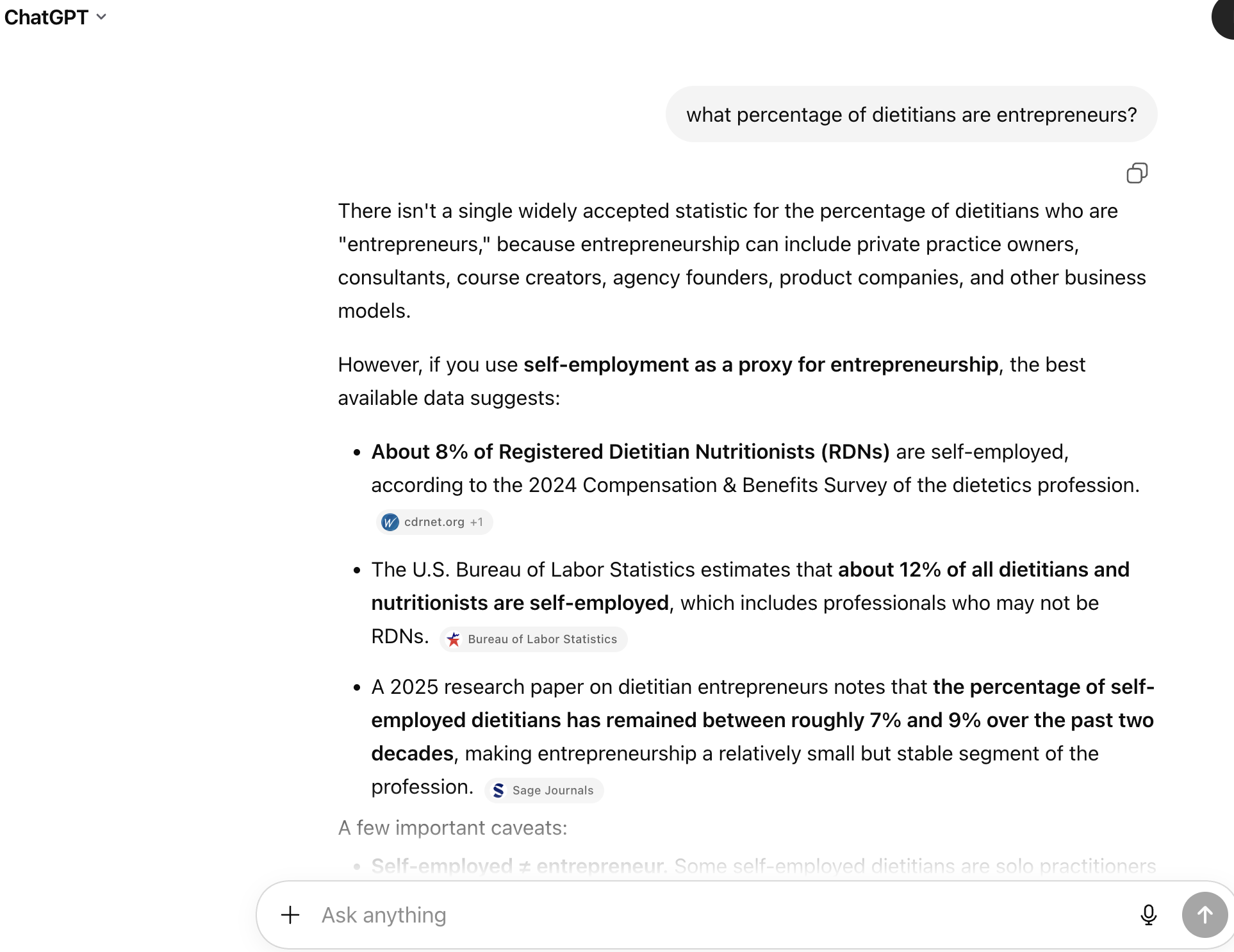 Example of how sources are cited inside ChatGPT